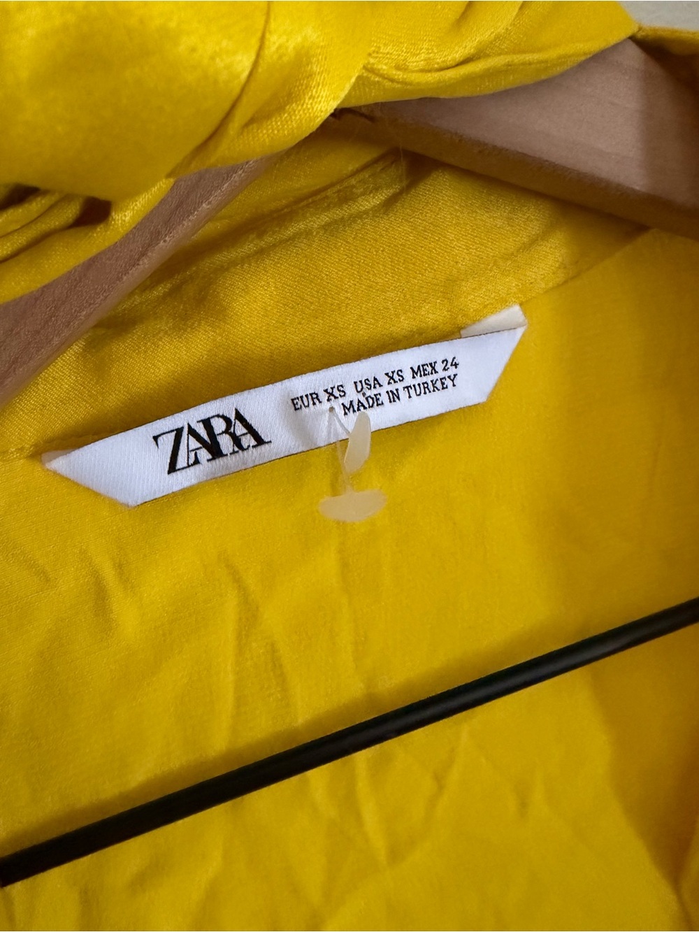 Zara Mustard Tie-Neck Blouse with Long Sleeves - Picture 3 of 4